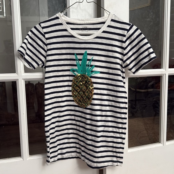 J.CREW Striped Sequin Pineapple T-Shirt - Picture 3 of 4